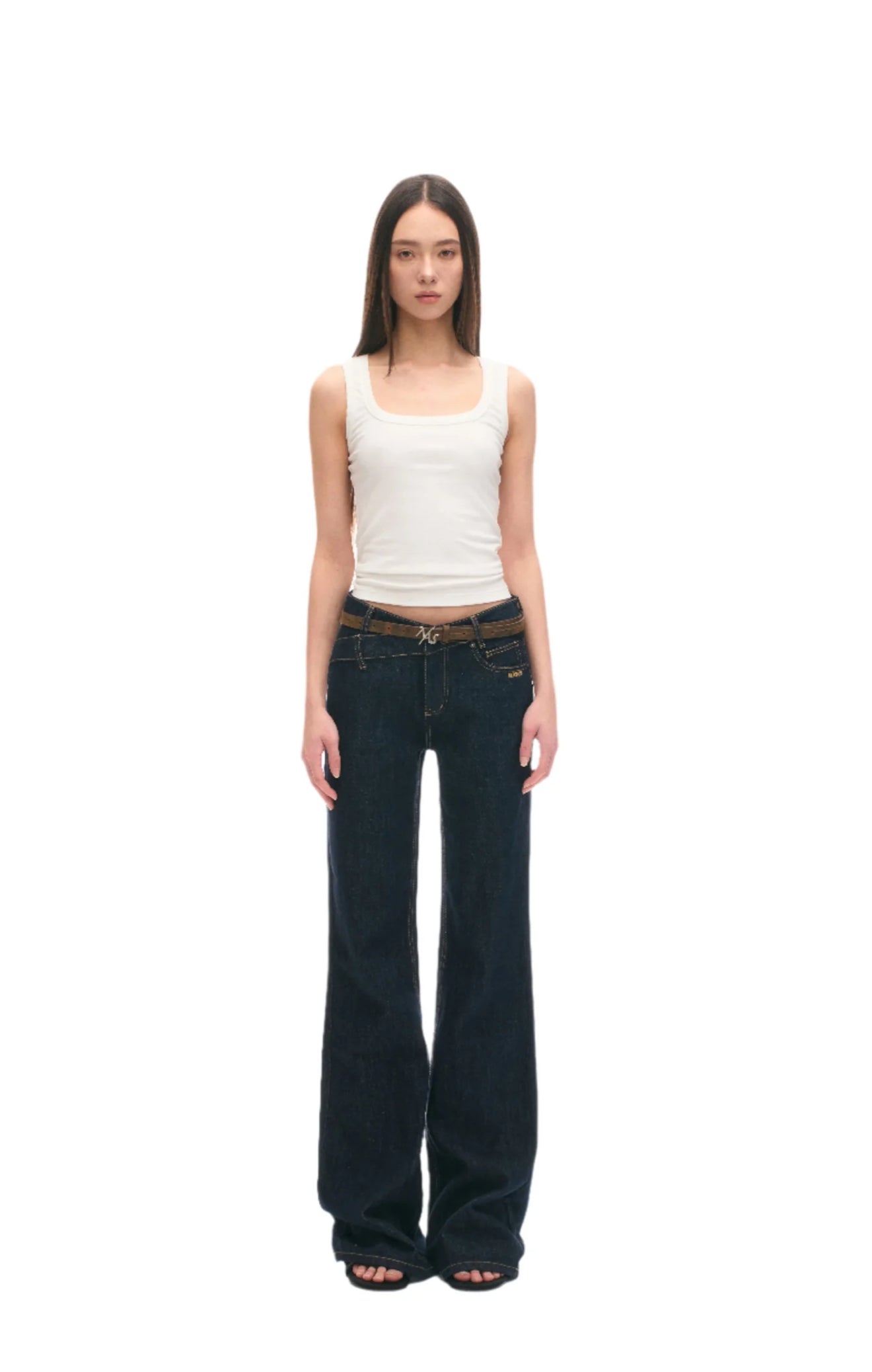 NAWS +5CM STRAIGHT JEANS WASHED DARK BLUE