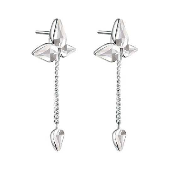 Abyb drop silver crystal earrings(one sided)