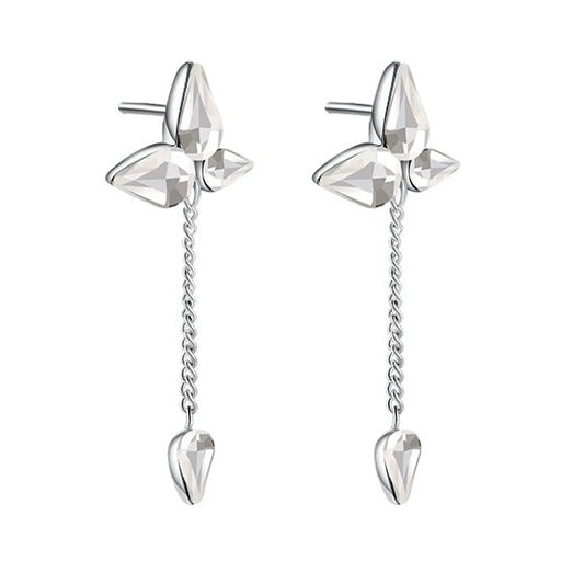 Abyb drop silver crystal earrings(one sided)