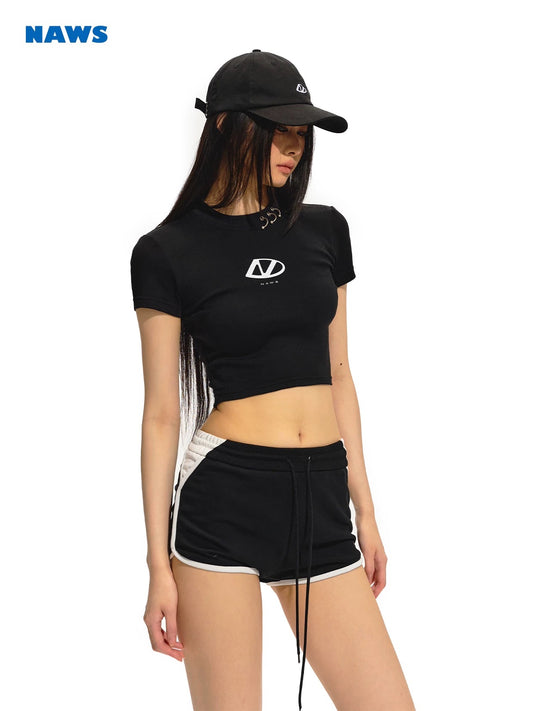 NAWS crop top with silver hoops