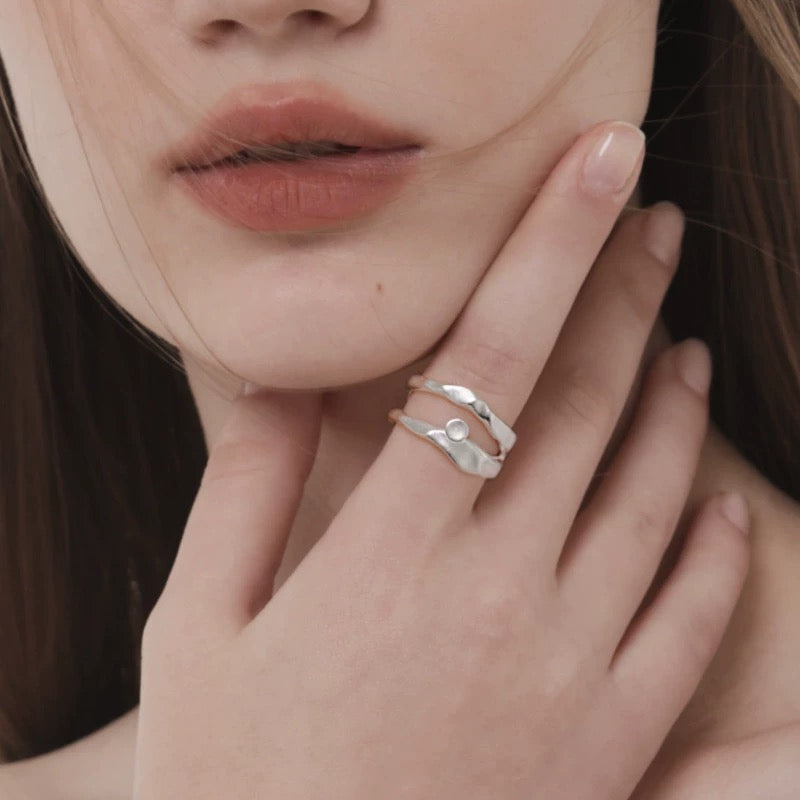 Miowrhyme silver moonstone ring