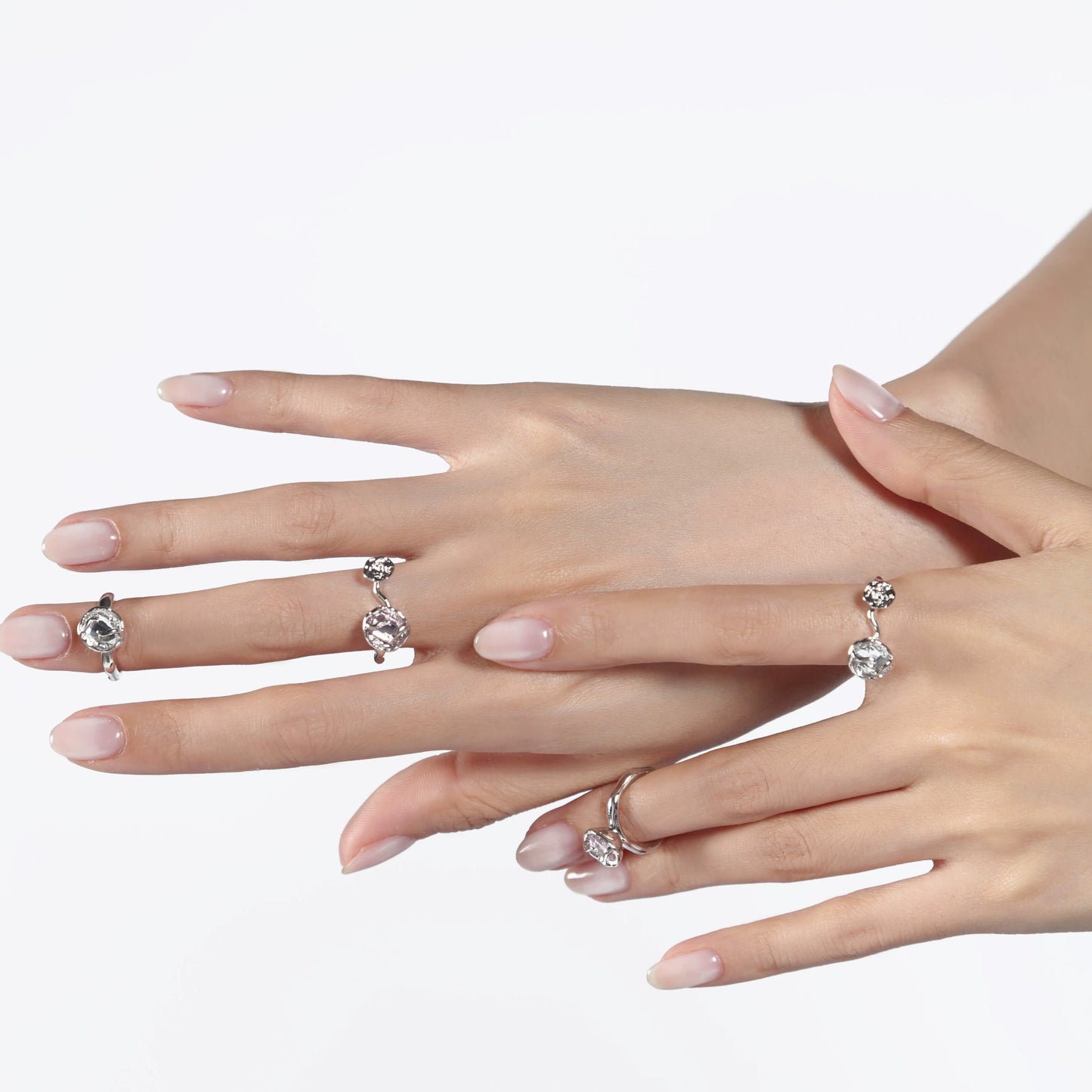 Miowrhyme dual flower silver ring