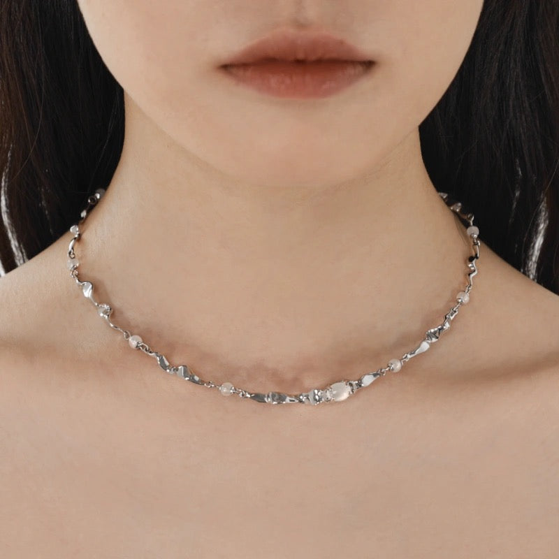 Miowrhyme moonstone silver necklace