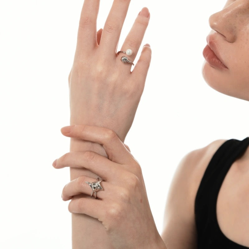 Miowrhyme silver cross ring