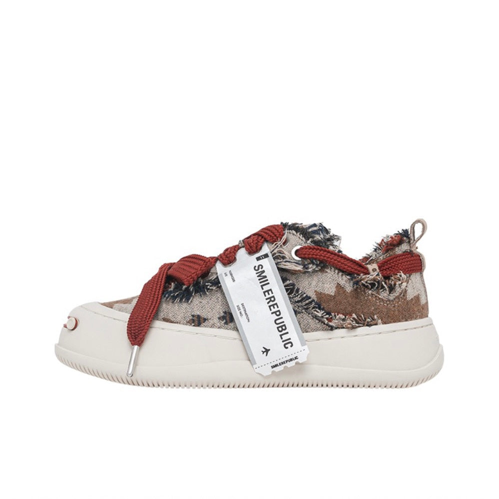 Smilerepublic Dark Brown Woolen Low Top Slip On Casual Canvas Shoes
