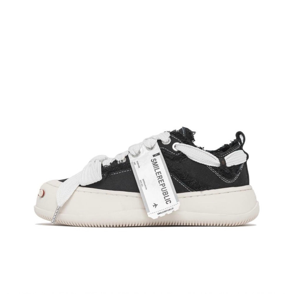 Smilerepublic Classic Black Coarse Canvas Causal Shoes
