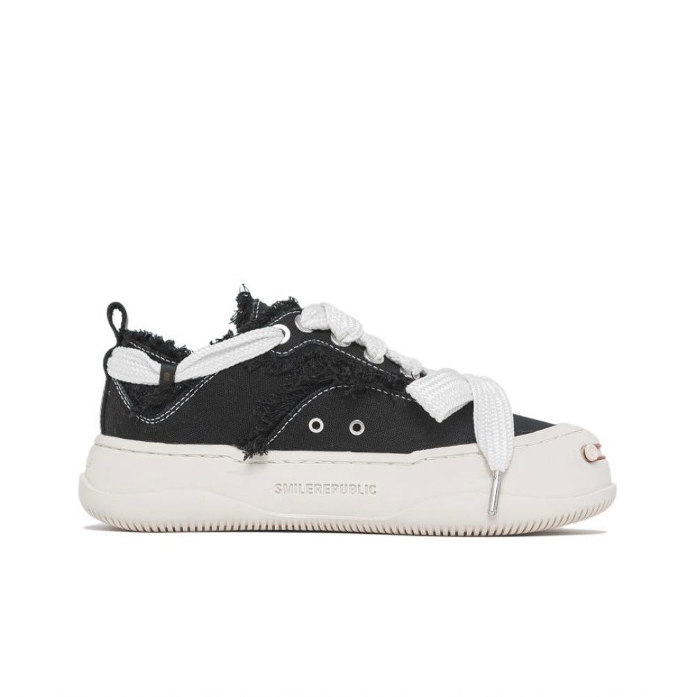 Smilerepublic Classic Black Coarse Canvas Causal Shoes