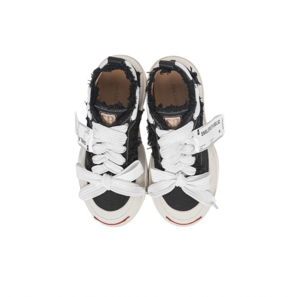 Smilerepublic Classic Black Coarse Canvas Causal Shoes