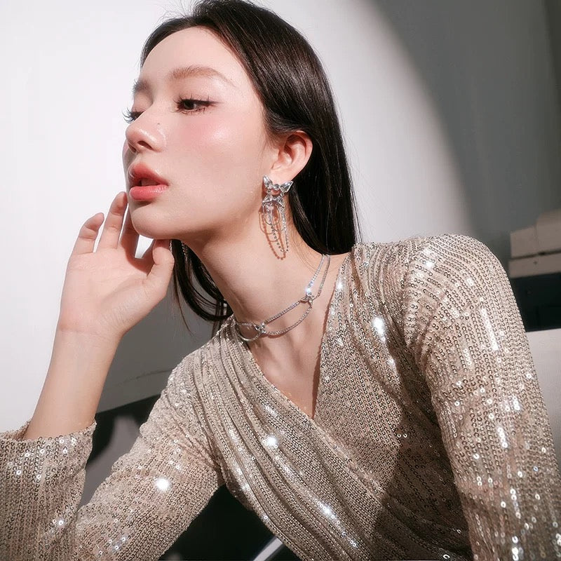 Abyb butterfly drop earrings(one sided)
