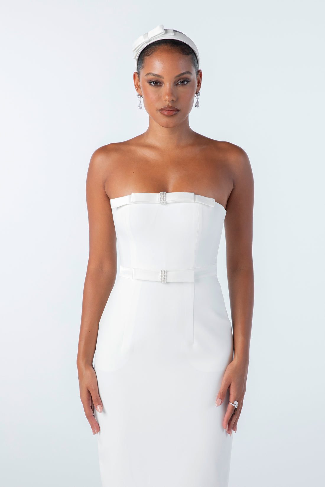 Nana Jacqueline Demi Bow Midi Dress (White)