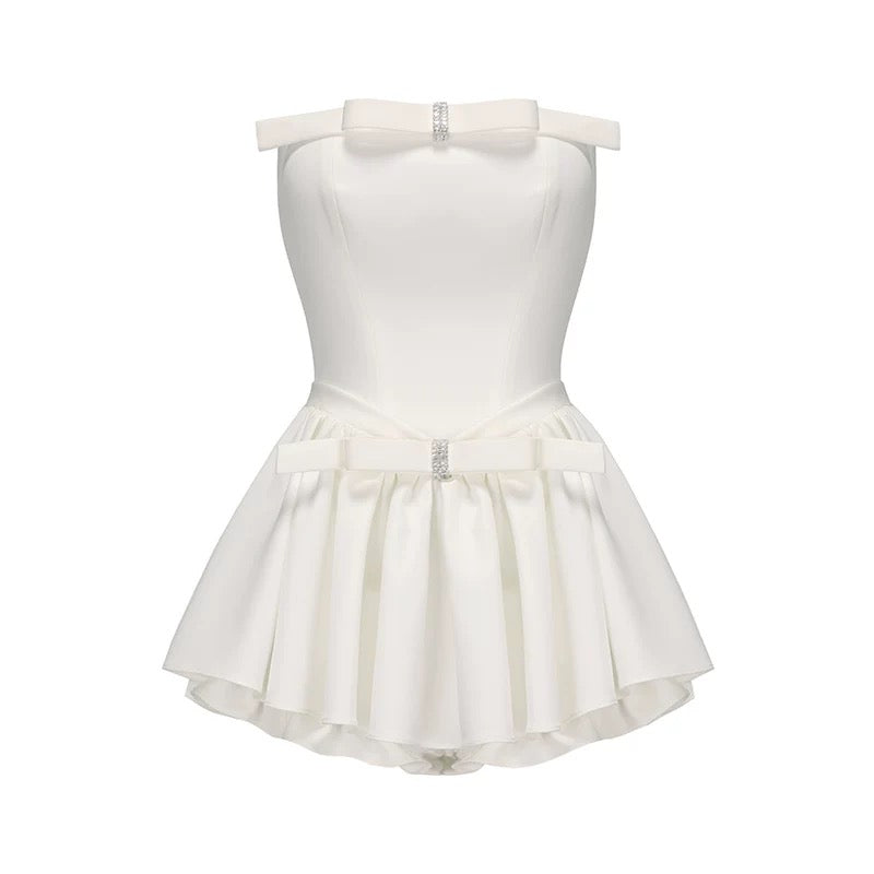 Nana Jacqueline Bow Mini Dress(White)