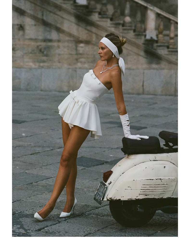 Nana Jacqueline Bow Mini Dress(White)