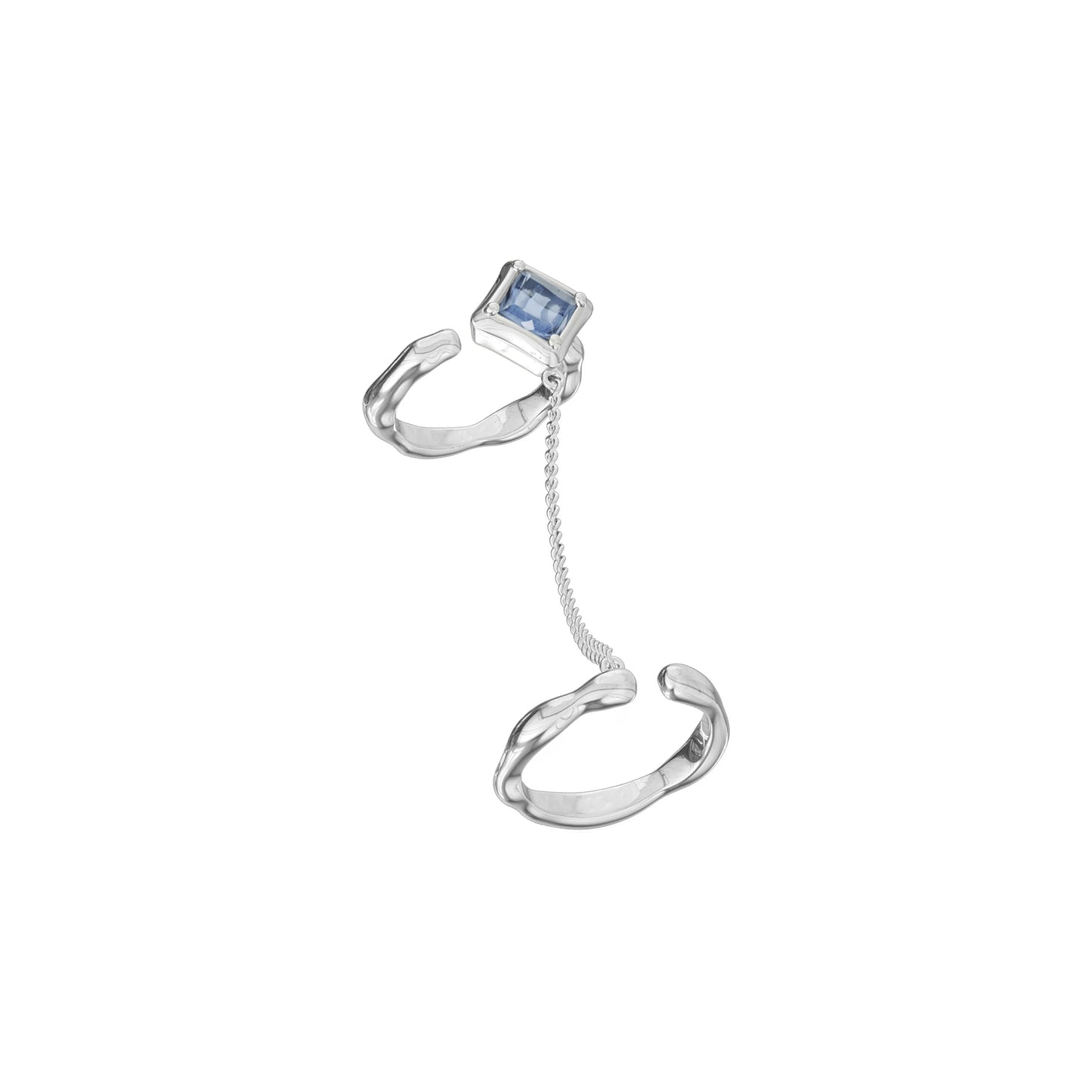 Miowrhyme silver chain ring with crystal