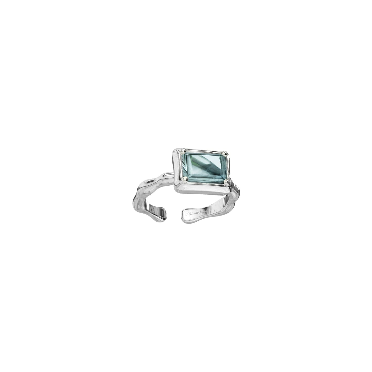 Miowrhyme silver ring with white square stone