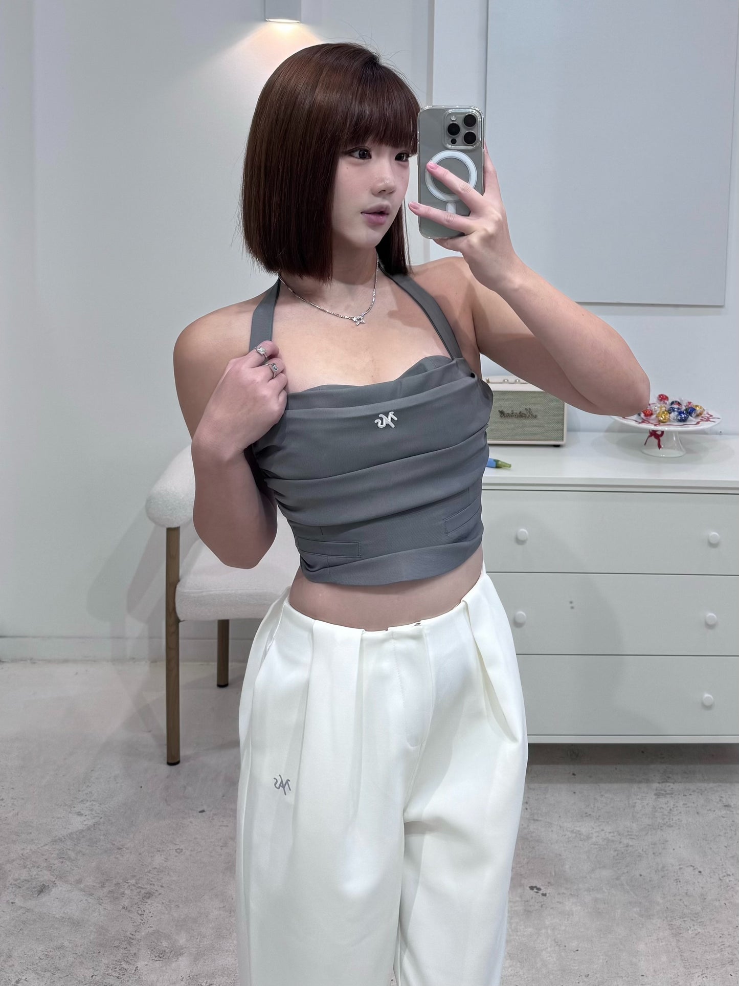 NAWS WHITE CIGARETTE SUIT STRAIGHT PANTS