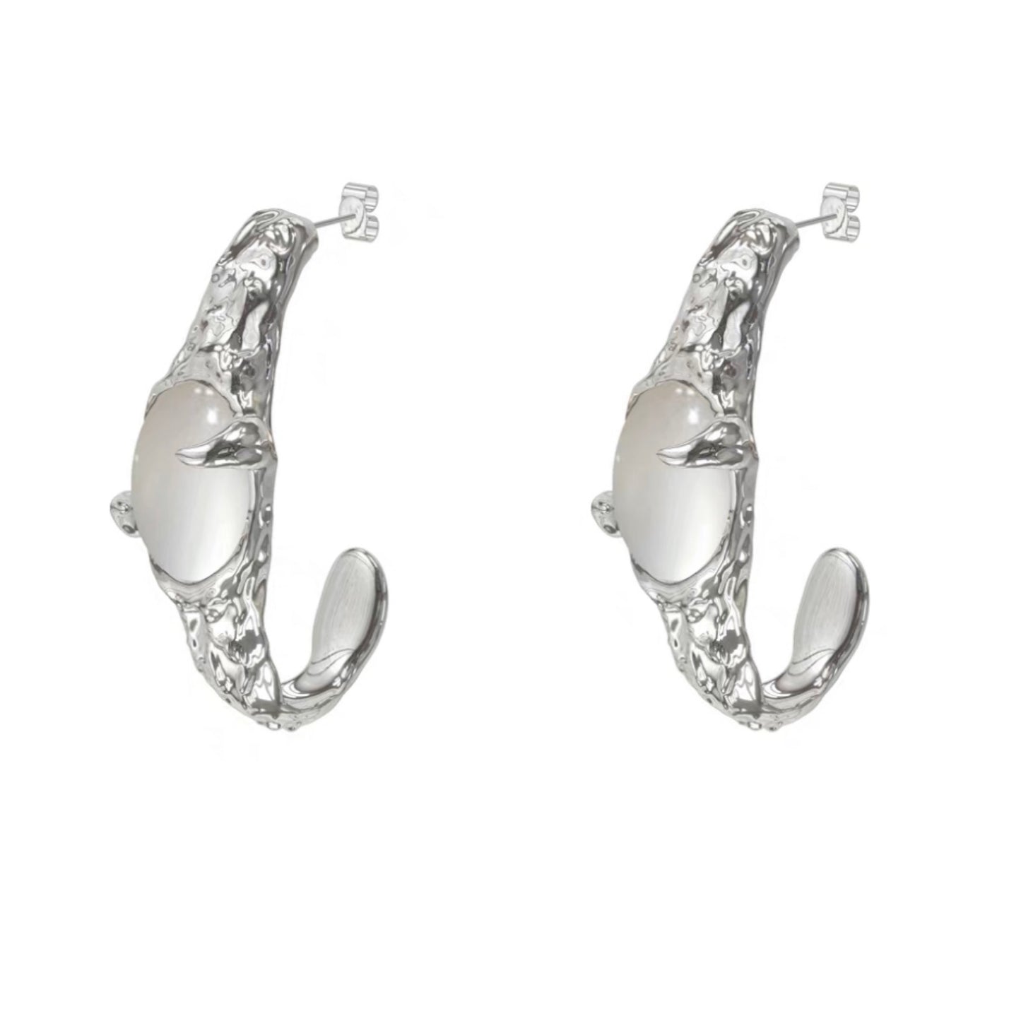 Miowrhyme moonstone silver earrings(one-sided)
