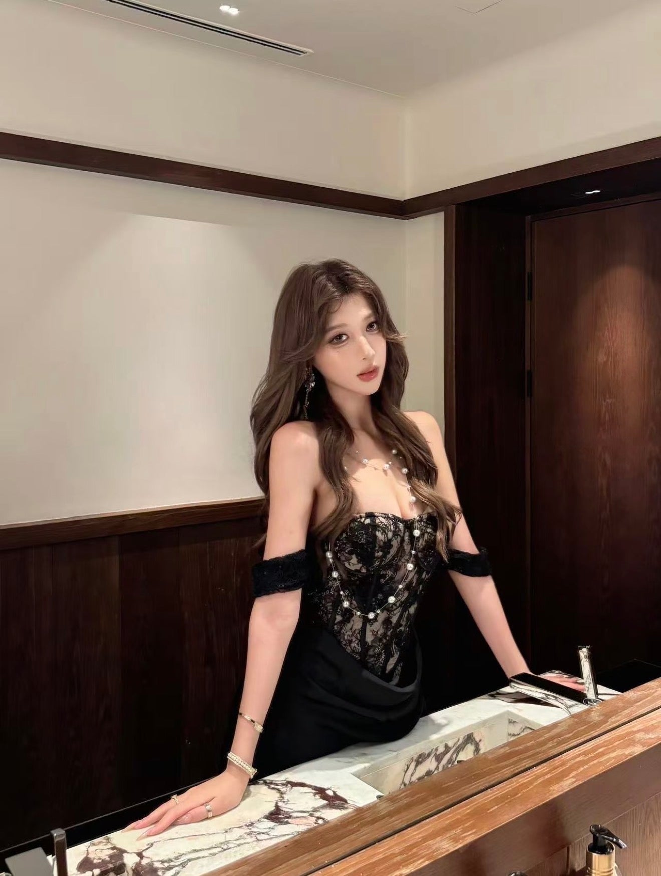 Crow Crew black lace corset dress