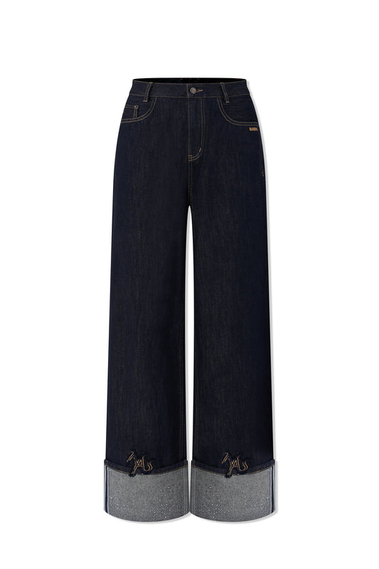 NAWS 9-CARAT DENIM STRAIGHT-LEG PANTS DARK BLUE