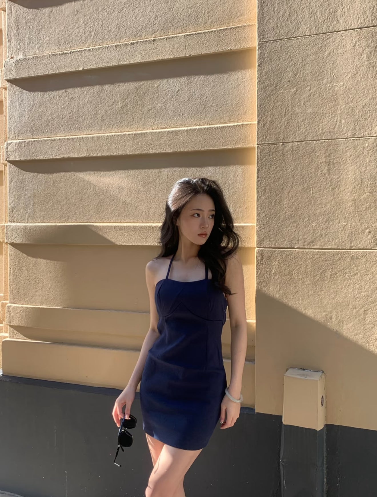 YJ1 CROSS-BACK DRESS IN BLUE