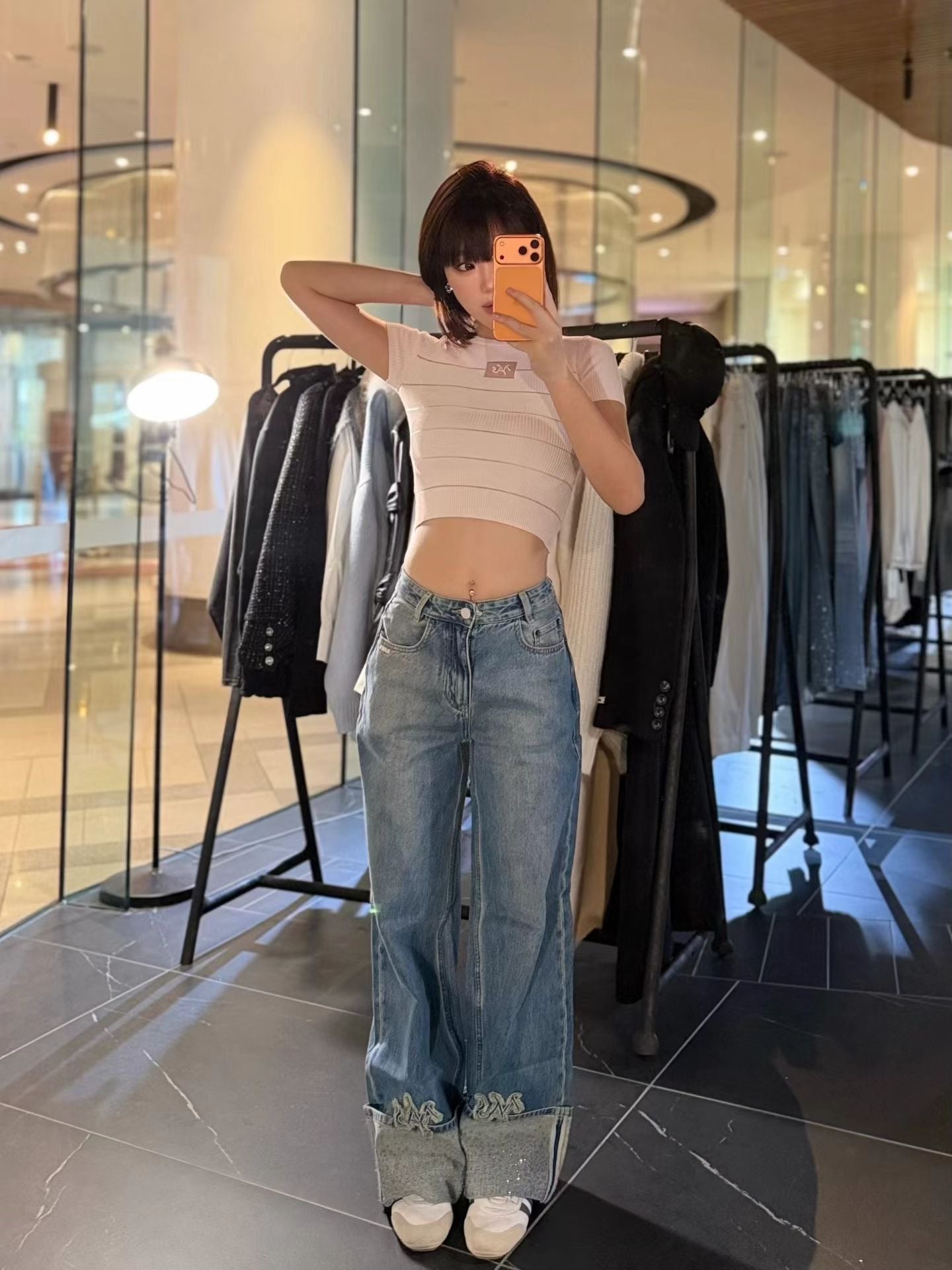 NAWS 9-CARAT DENIM STRAIGHT-LEG PANTS LIGHT BLUE