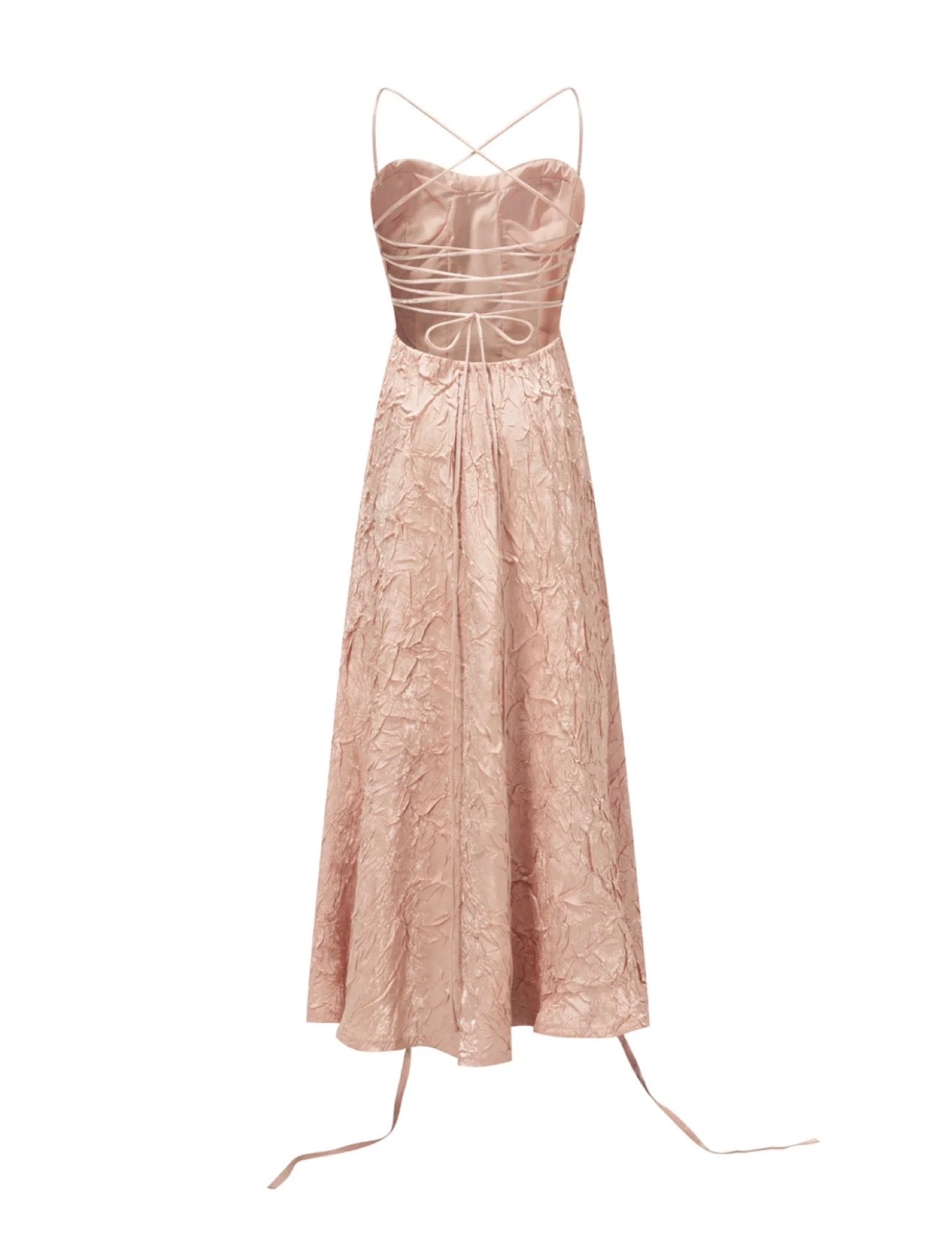 Crow Crew champagne gold wrinkle dress