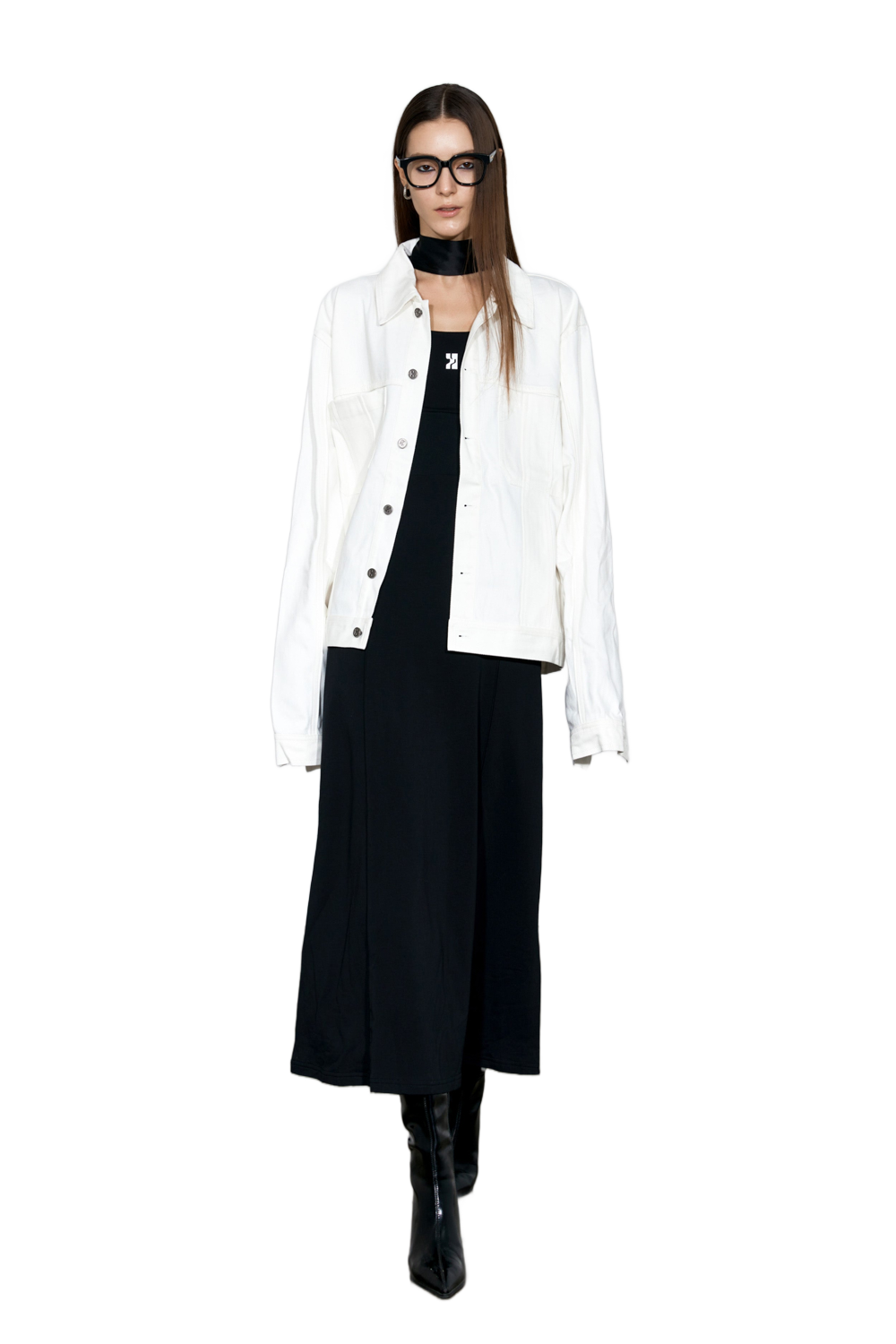 YJ1 OVERSIZED DENIM JACKET IN WHITE