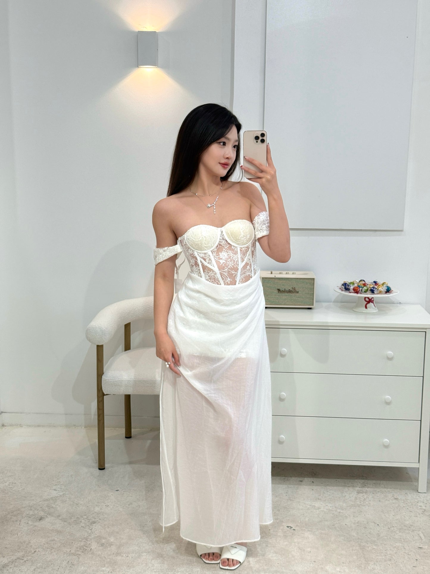 Crow Crew white lace corset dress