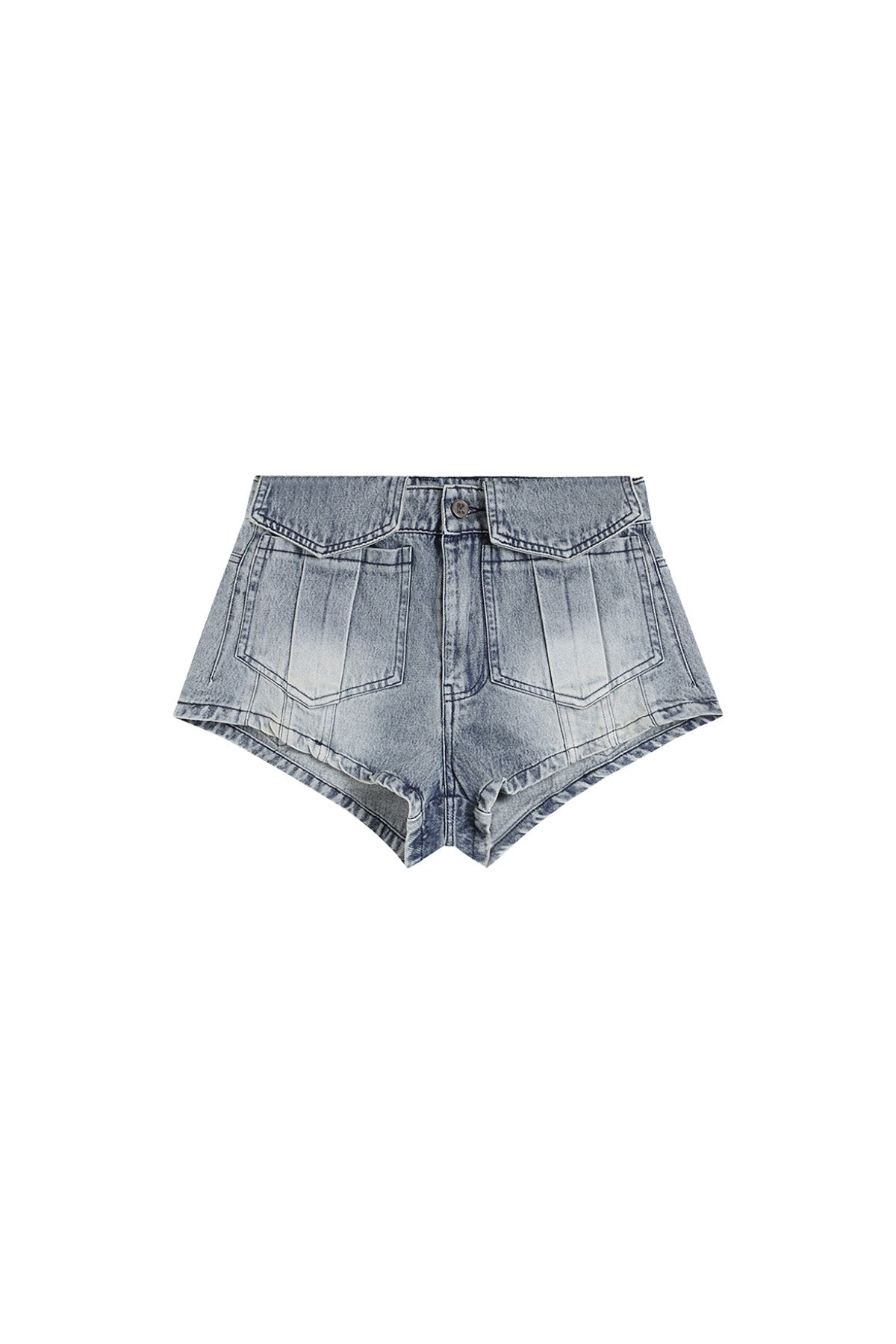 YJ1 WASHED ULTRA MINI DENIM SHORTS IN BLUE