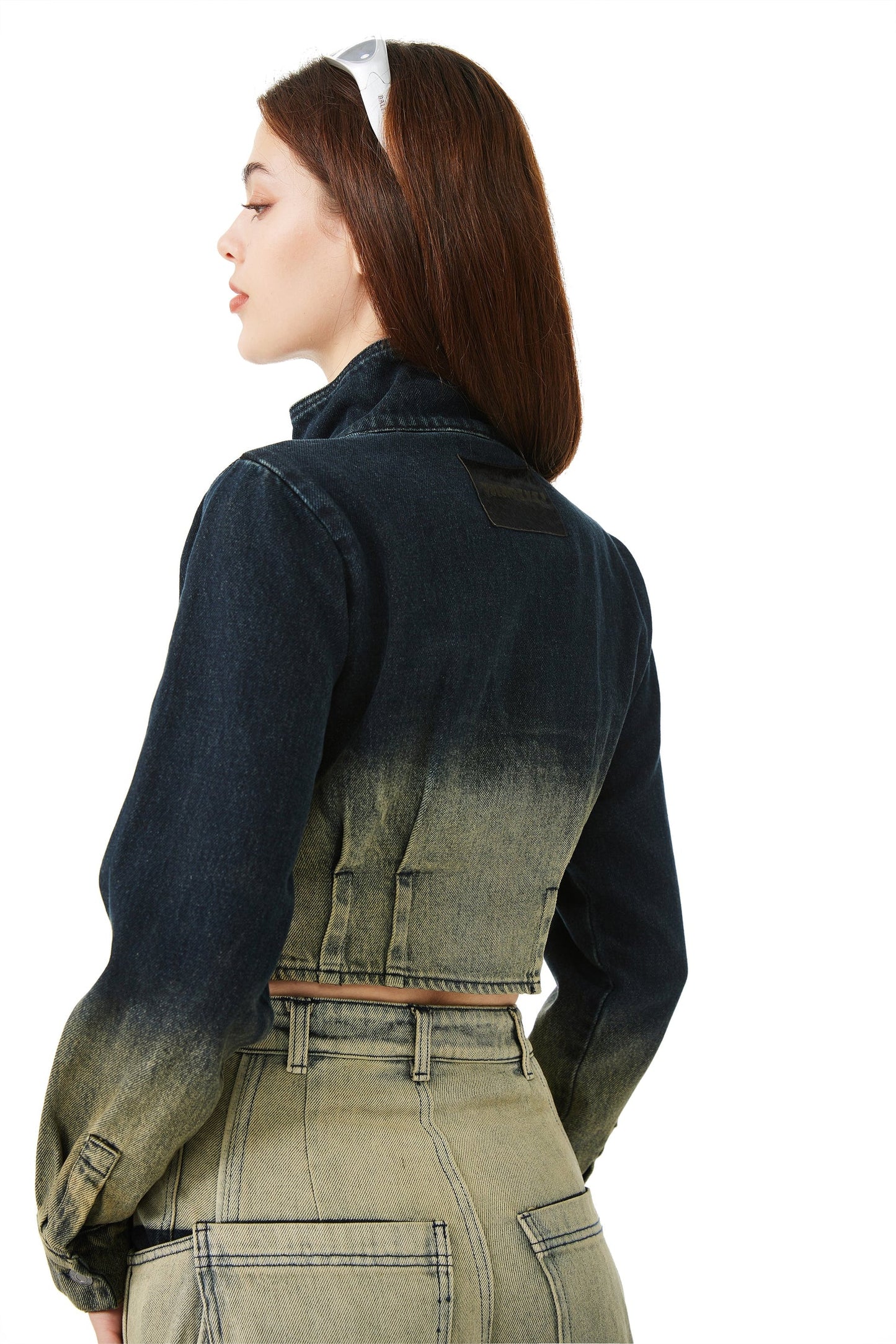 YJ1 CROPPED GRADIENT DENIM JACKET