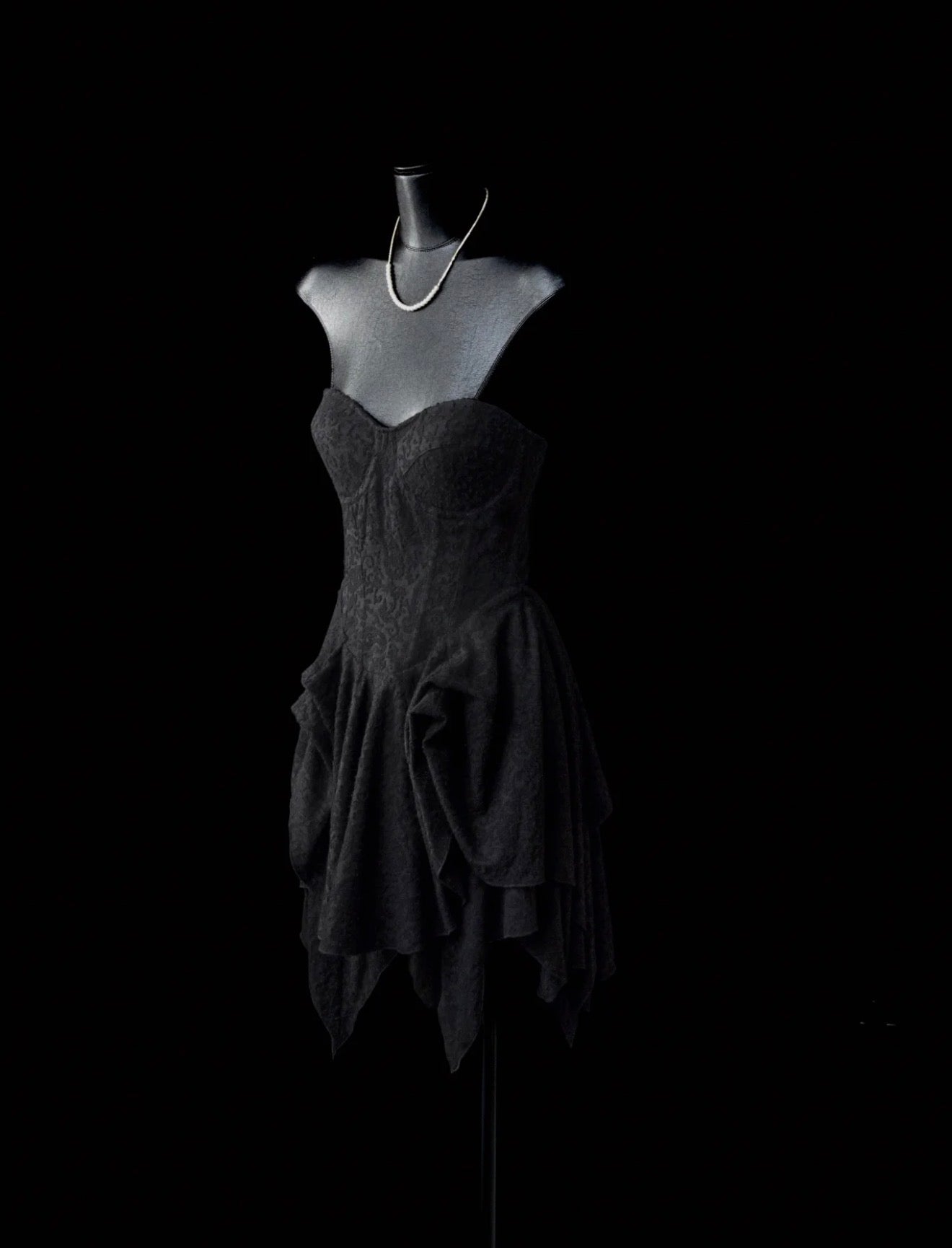 Crow Crew Black Jacquard Corset lace back dress