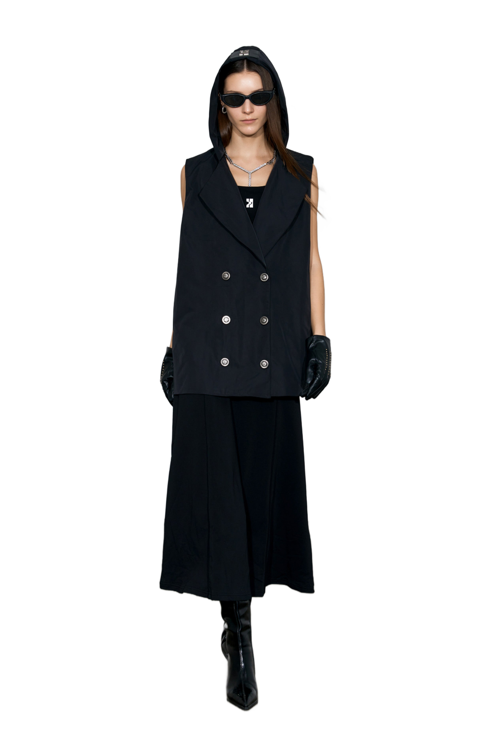 YJ1 HOODED DOUBLE-BREASTED WAISTCOAT
