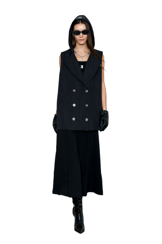 YJ1 HOODED DOUBLE-BREASTED WAISTCOAT