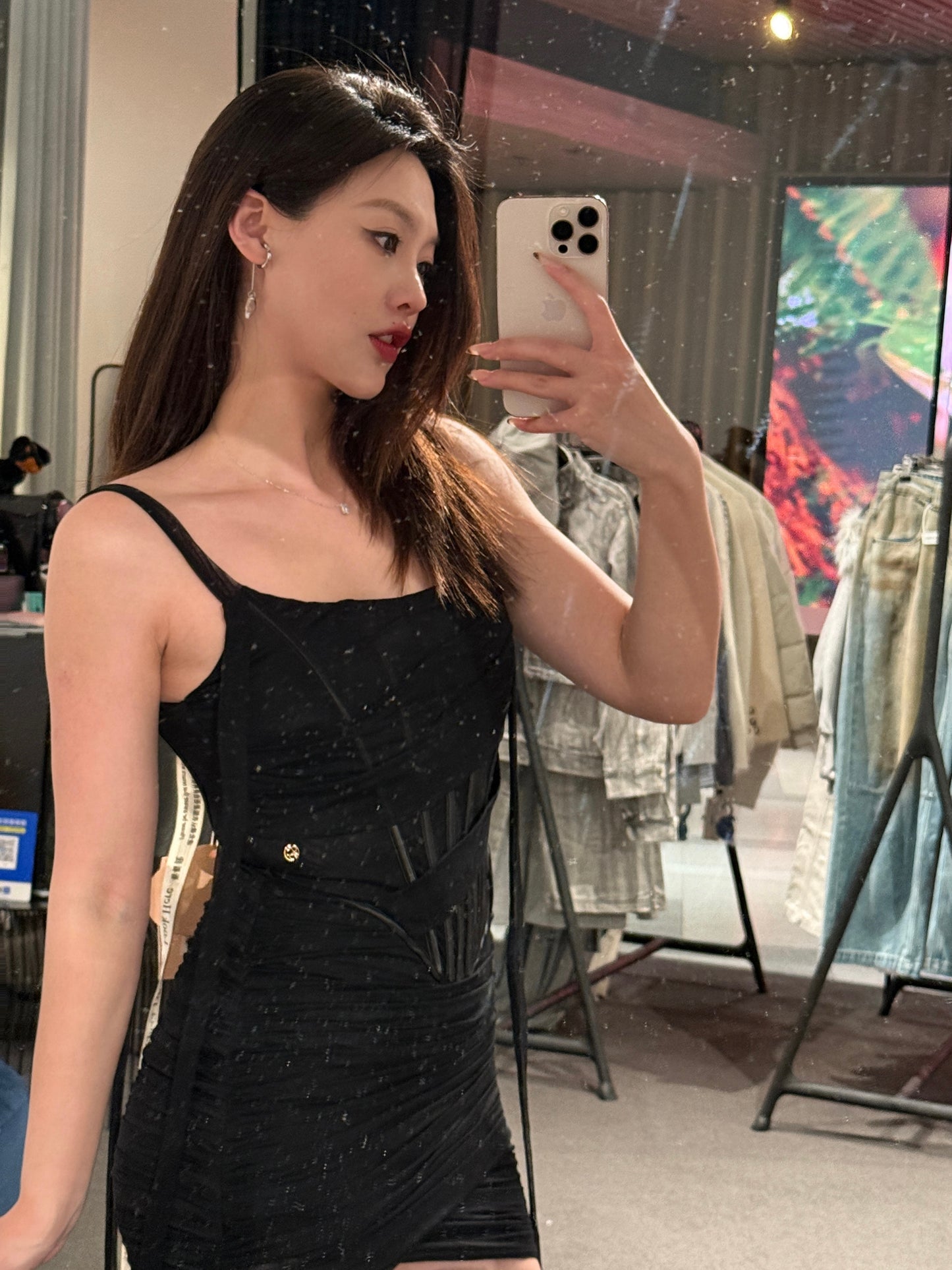Sheer luck black Off-Shoulder Bodycon Dress