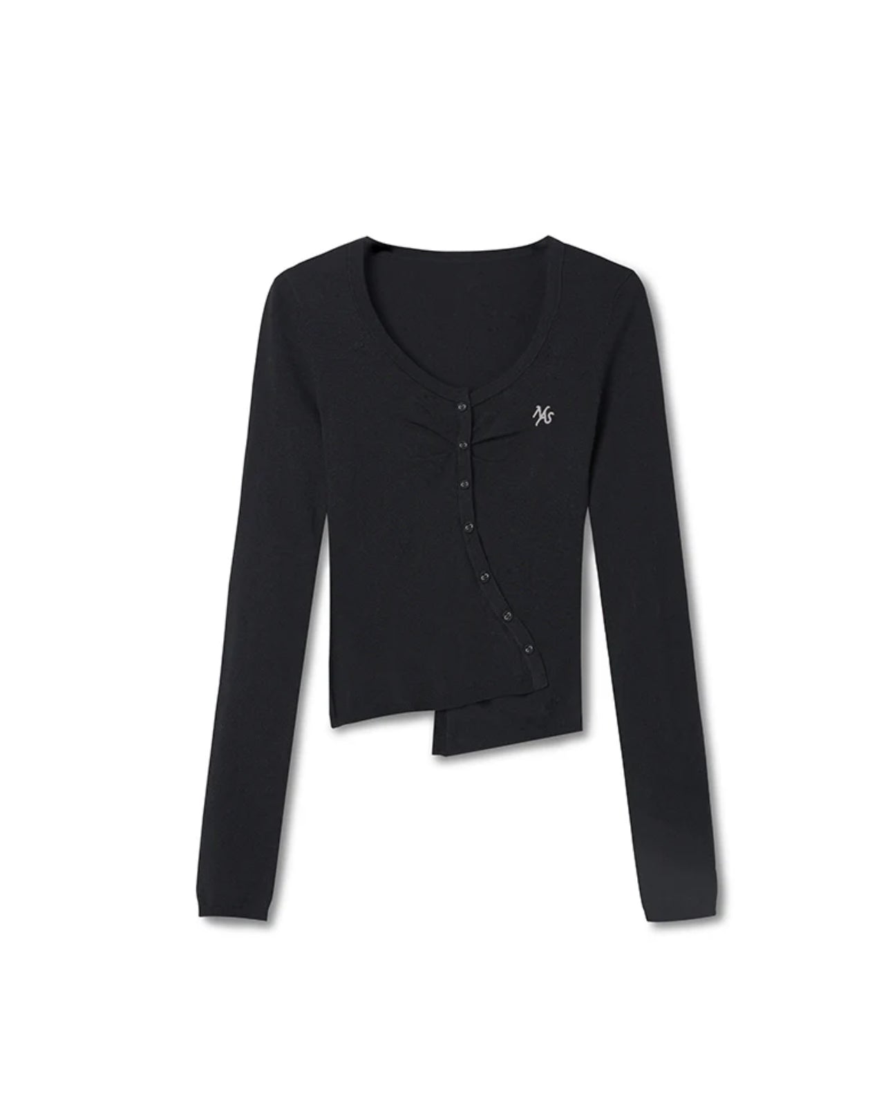 NAWS STARRY NIGHT BLACK BLU ASYMMETRIC FRONT KNIT SWEATER