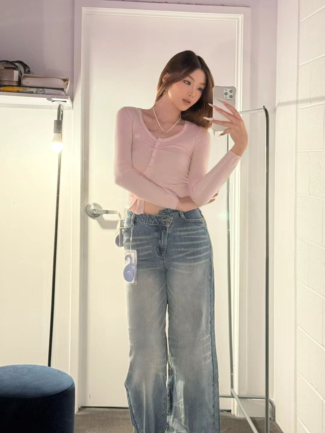 NAWS ROSY PINK BLU ASYMMETRIC FRONT KNIT SWEATER