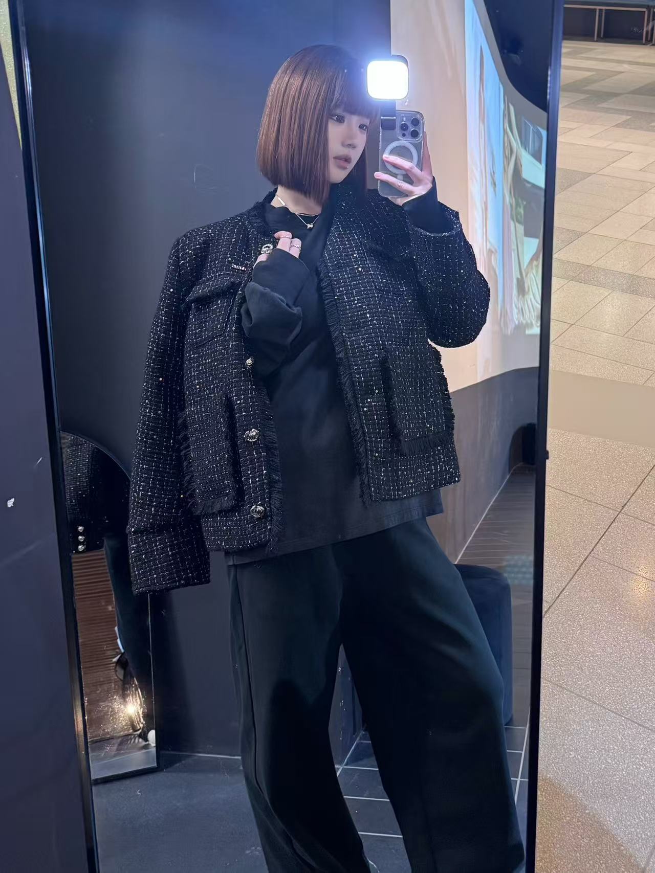 NAWS BLACK SPARKLING TWEED WOOL JACKET