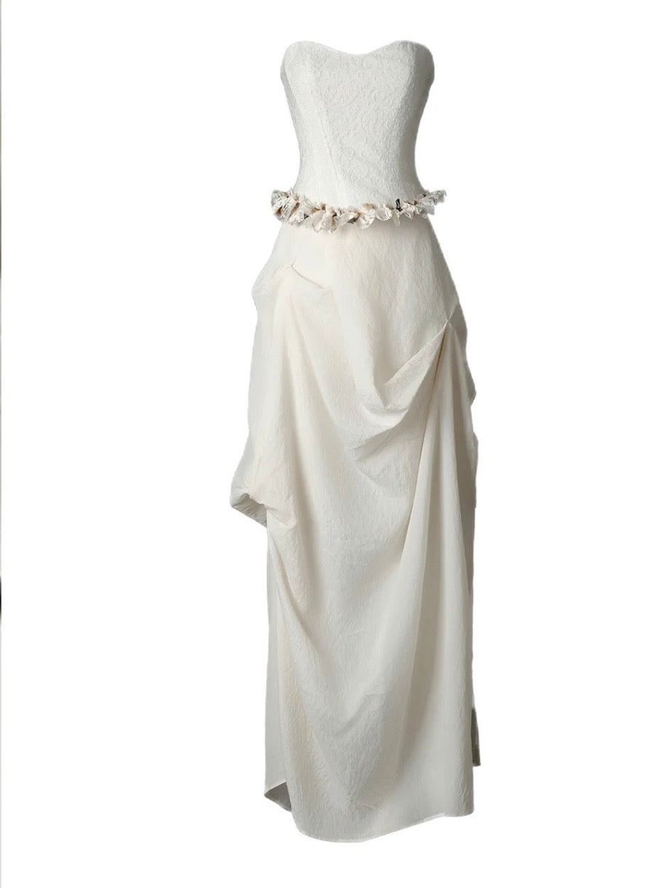 Crow Crew white corset drape dress