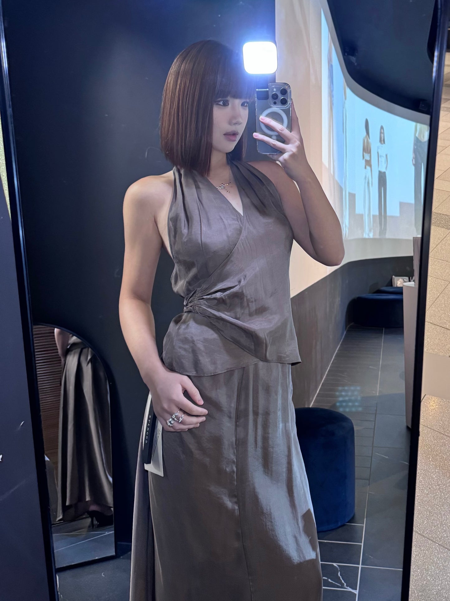Elywood PURPLE-BROWN PLEATED SKIRT