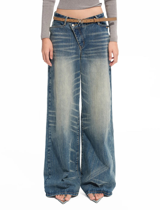 NAWS BLUE SPRING ASYMMETRIC STRAIGHT JEANS
