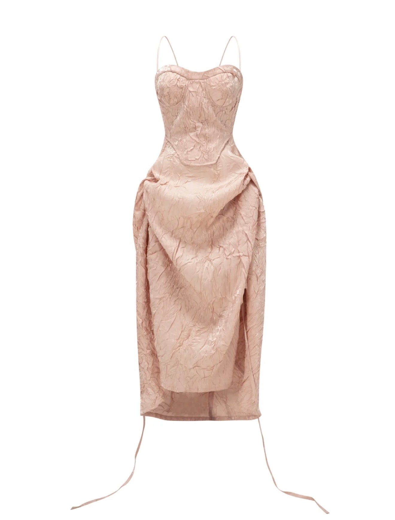 Crow Crew champagne gold wrinkle dress