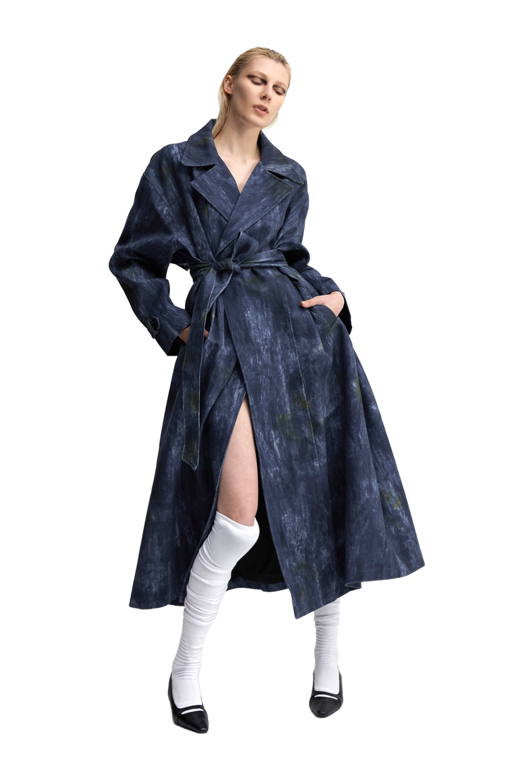 YJ1 BLUE DENIM ACID-WASH COAT