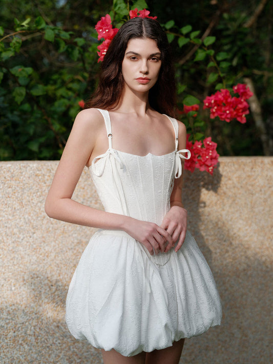 Sheer luck Elegant Waistline Mini Bubble Dress