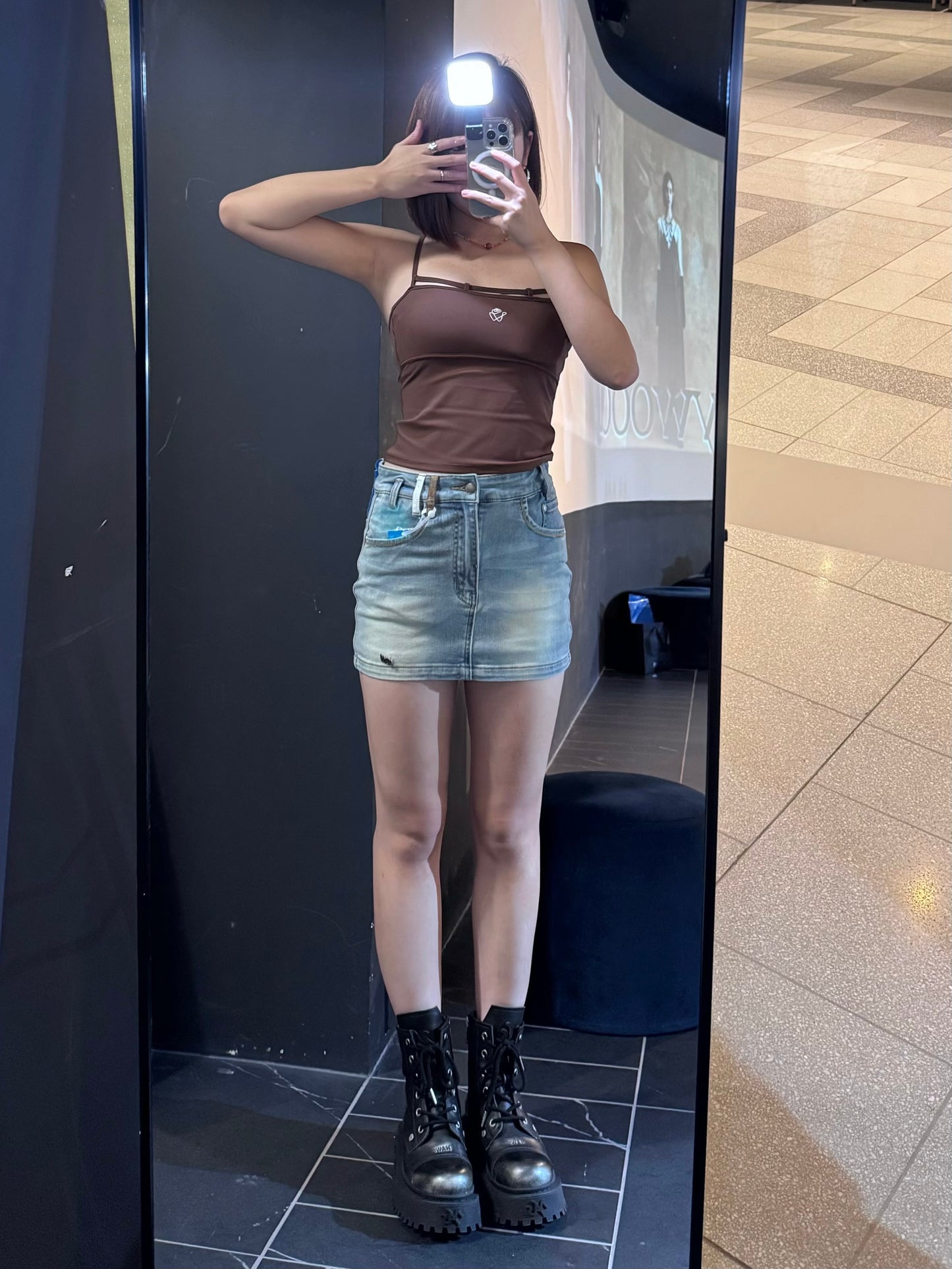NAWS TRACE HIGH WAIST DENIM SKIRT
