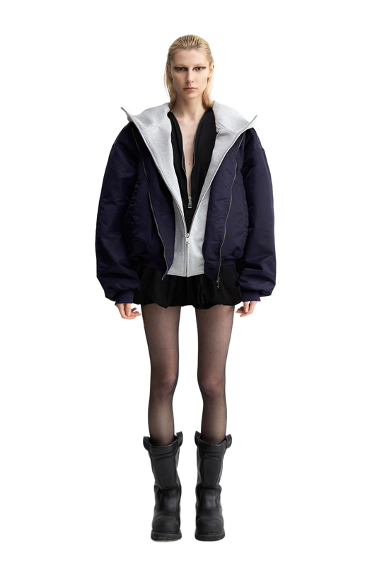 YJ1 OVERSIZED BOMBER JACKET IN BLUE