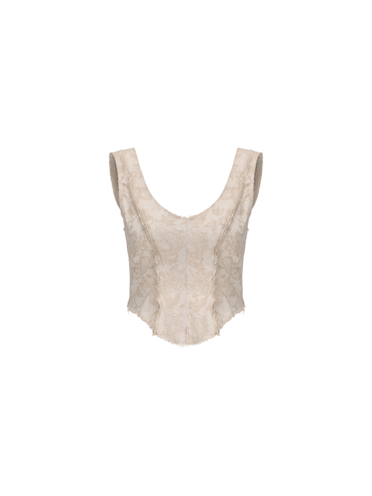Elywood FLAXEN CURVED LINEN TANK TOP