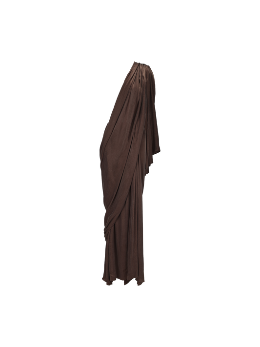 ELYWOOD DARK BROWN WRAP LONG ROBE