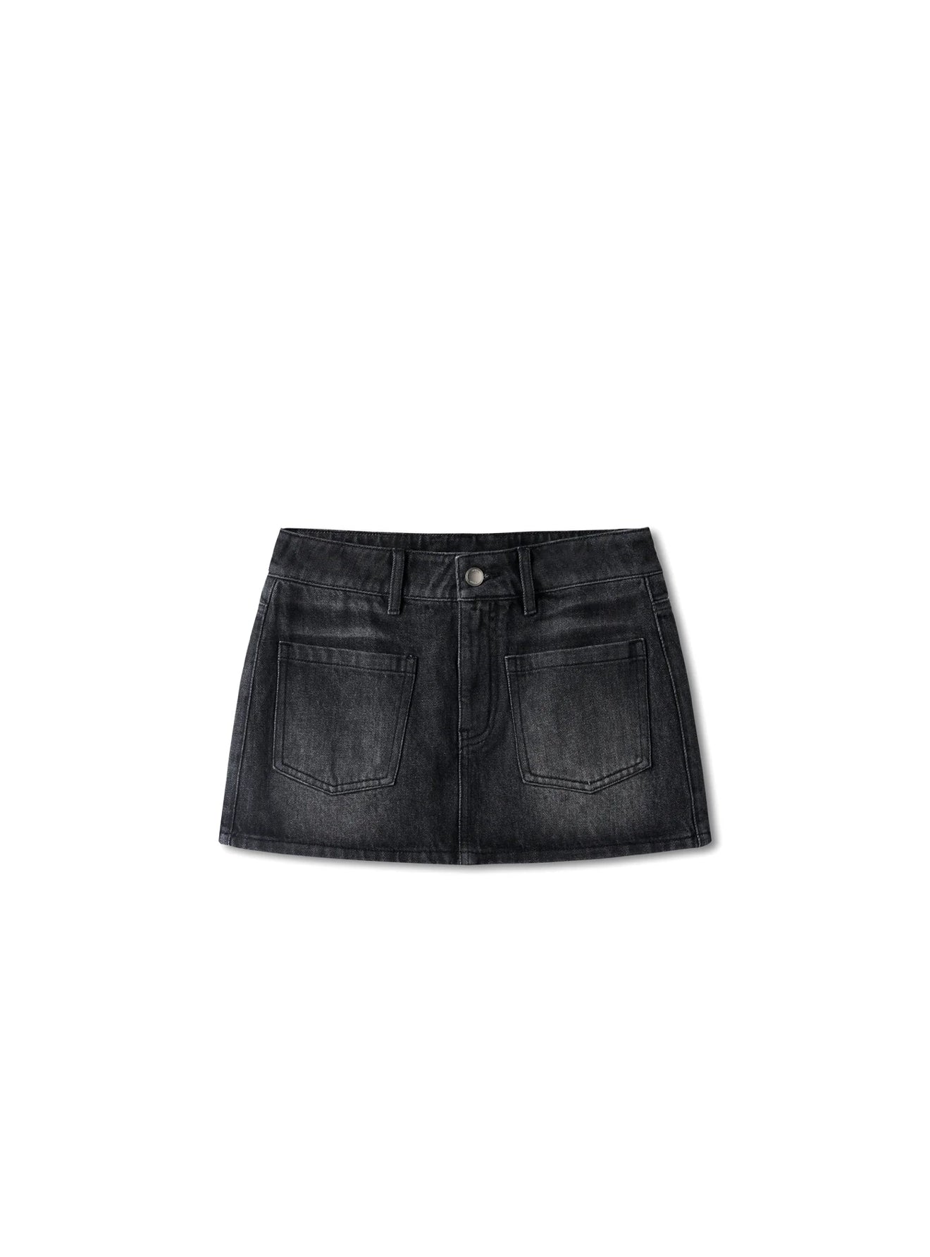 NAWS MIST GREY FLAP POCKET DENIM SKIRT