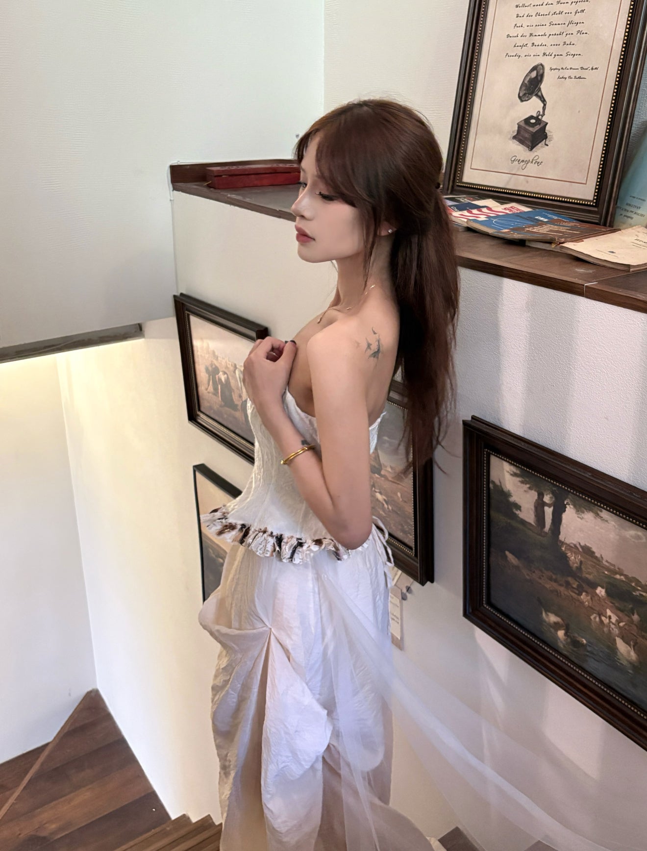 Crow Crew white corset drape dress