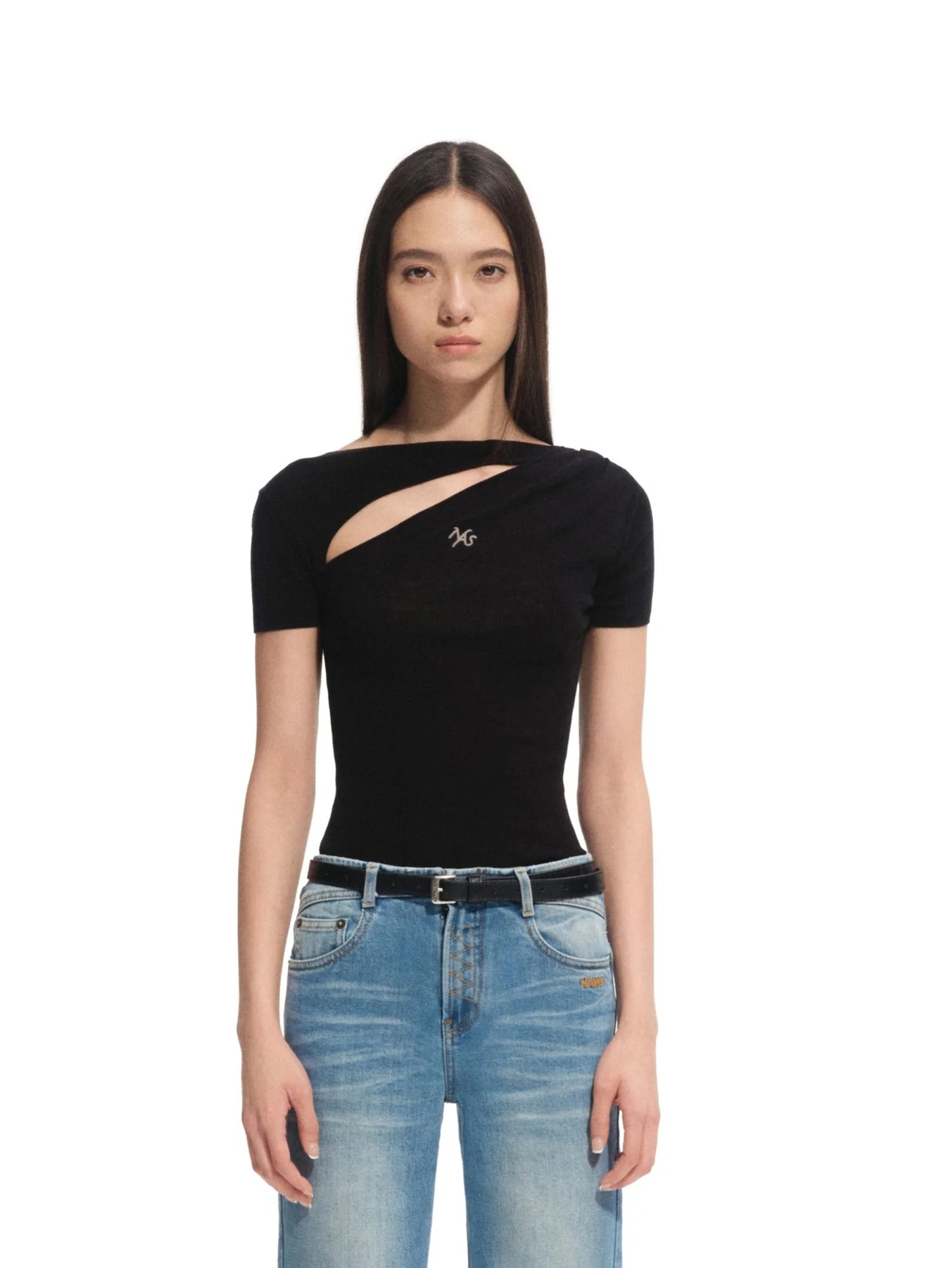 NAWS MOON SHADOW BLACK CRESCENT CUT-OUT T-SHIRT
