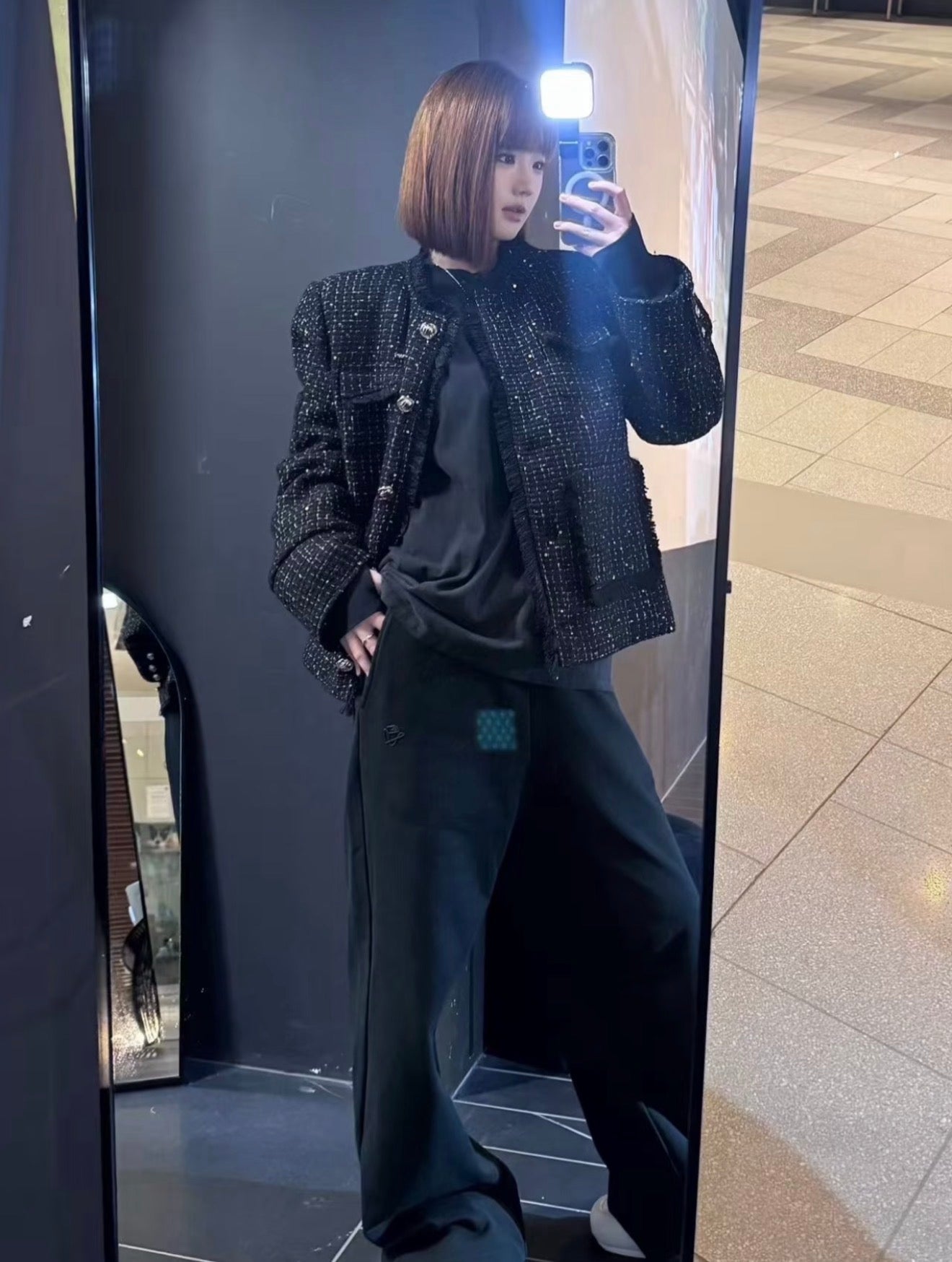 NAWS BLACK SPARKLING TWEED WOOL JACKET